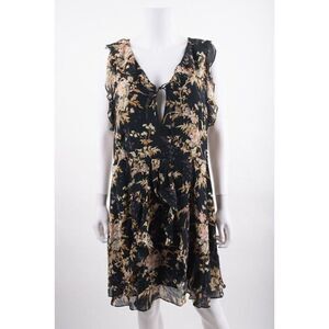 Paige Womens Tia Silk Dress L Multi-Color Black Floral NWT